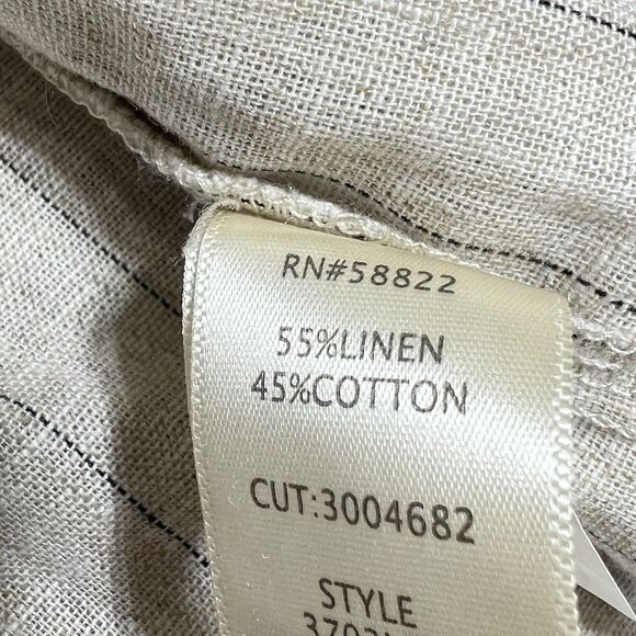 Max Studio Drape Front Womens Size Small Ivory Linen-Blend Jacket Striped - Picture 10 of 11